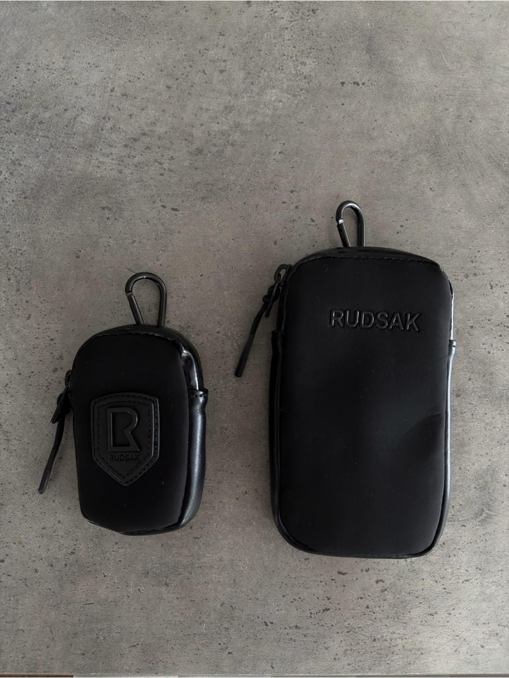 RUDSAK 2 x Black Leather Pouches with Clips